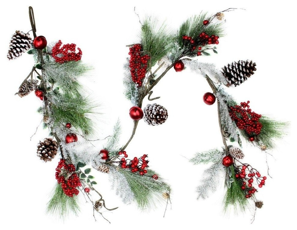 68" Frosted and Flocked Christmas Garland