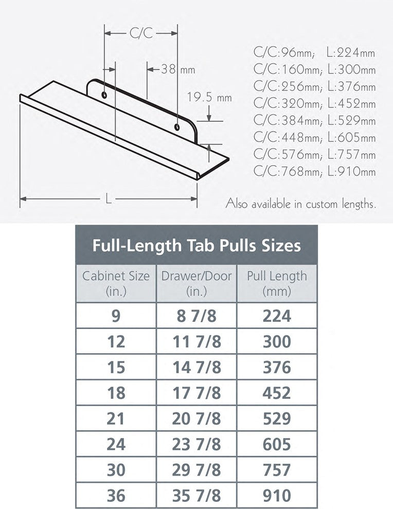 3766 Series Full-Length Tab Pull, 256MM, Dark Bronze