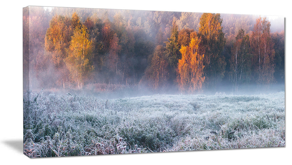 "Grey Hoarfrost Design By Winter" Landscape Print Wall Art, 1 Panel, 60"x28"
