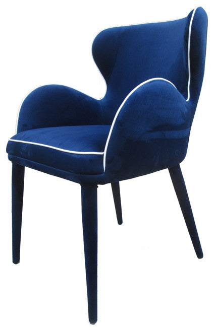 HomeRoots 33" Blue Fabric and Metal Dining Chair