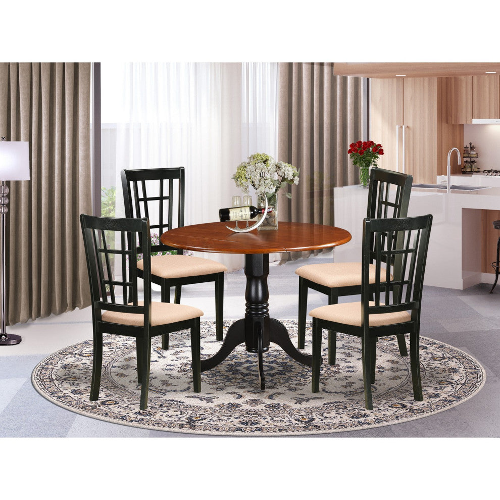 5 Pc Kitchen Table Set -Dining Table And 4 Wood Kitchen Chairs