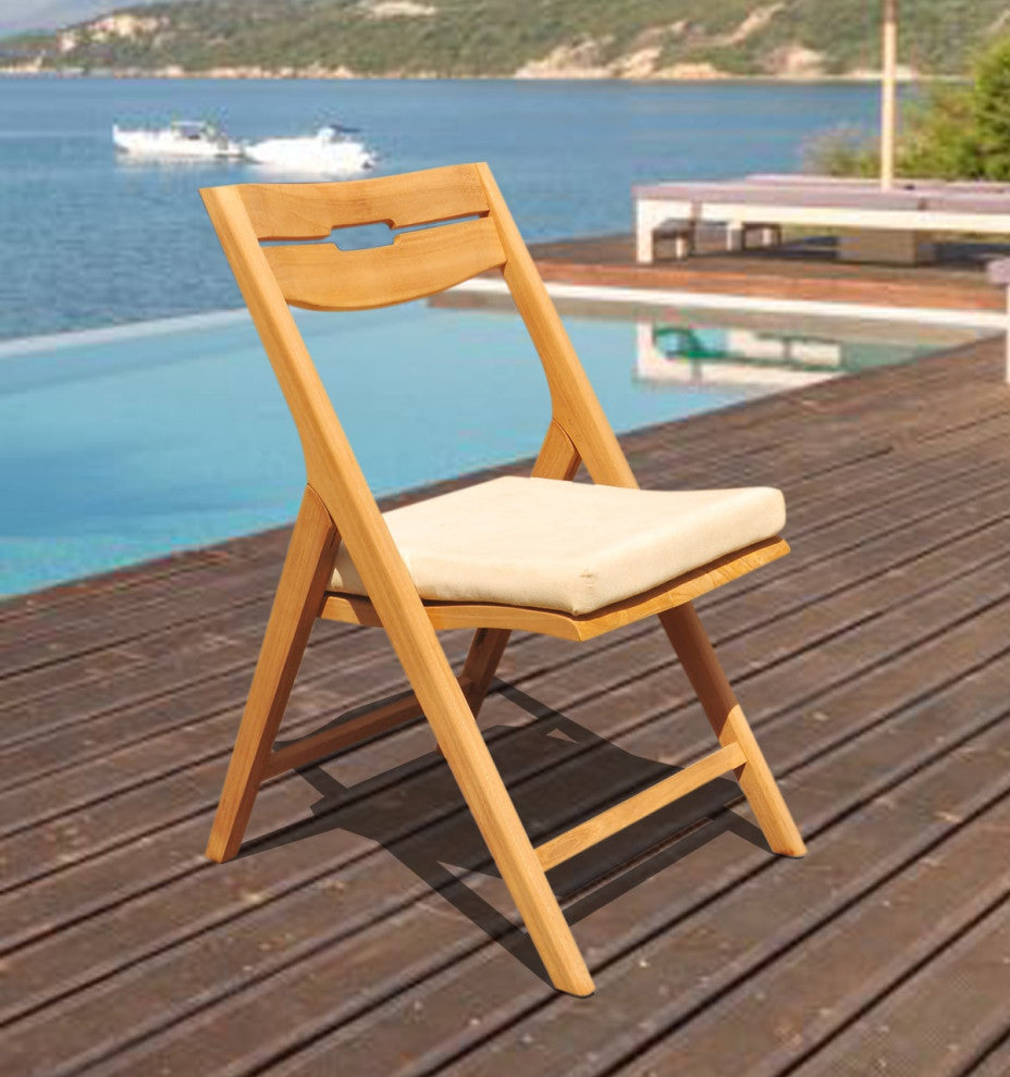 5-Piece Outdoor Teak Dining Set: 48" Butterfly Table, 4 Surf Folding Arm Chairs