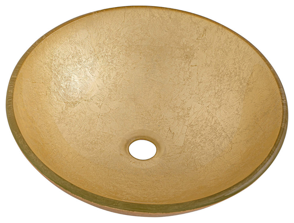 Fine Fixtures Modern Glass Vessel Round 16x16, Gold