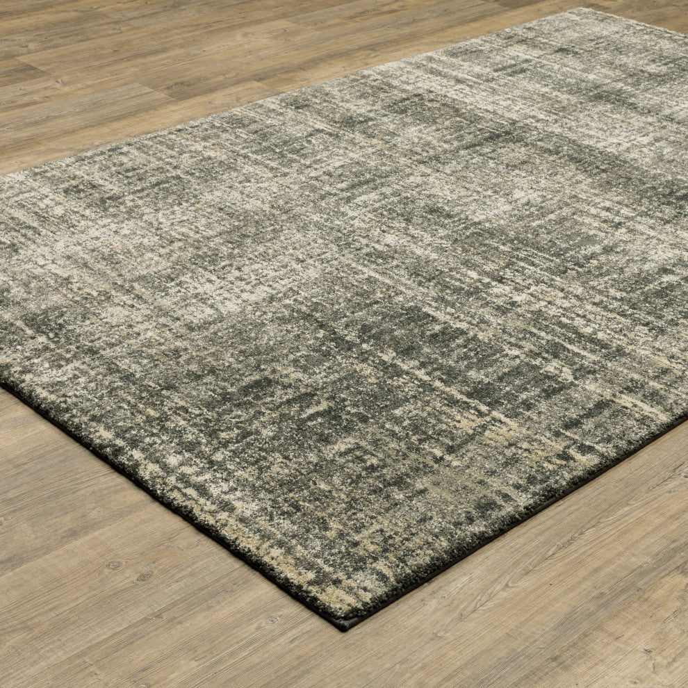 Anson Distressed Abstract Charcoal/Beige Indoor Area Rug, Charcoal, 6'7"x9'6"