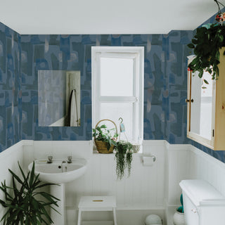 Geo Composition Peel and Stick Wallpaper, Blue