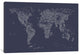 "Font World Map, Navy Blue" Wrapped Canvas Print, 18x12x1.5