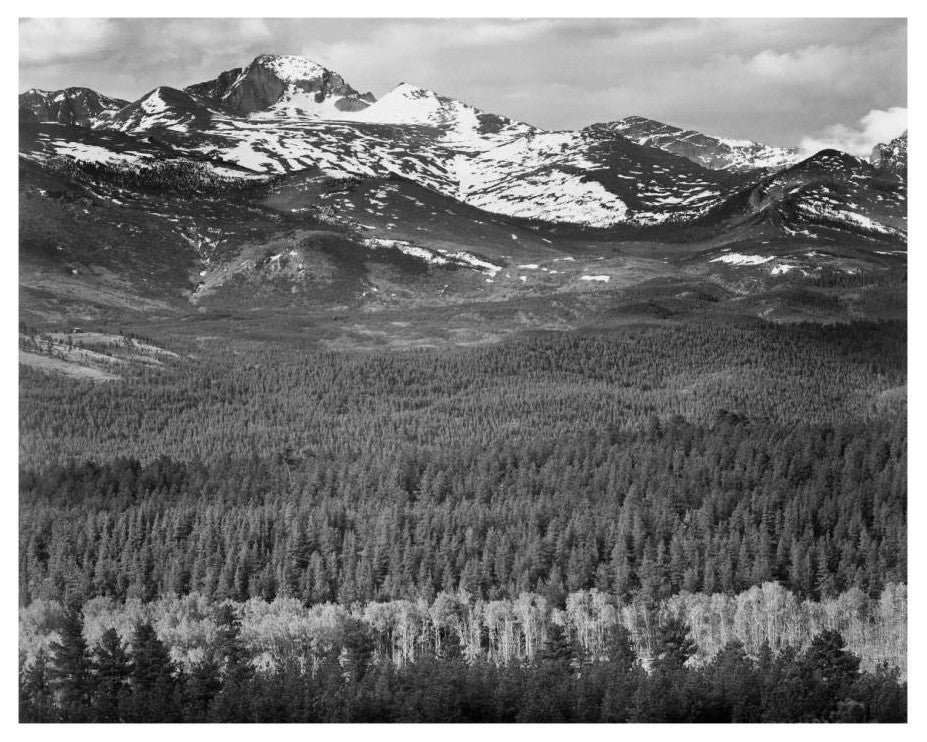 "Long's Peak from Road, Rocky Mountain National Park, 1941" Paper Art, 18"x15"