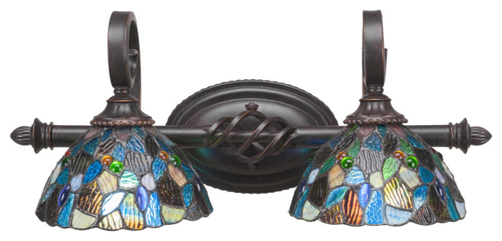 Elegante 2-Light Bath Bar, Blue Mosaic Art