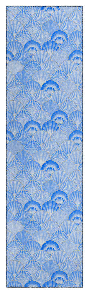 Indoor/Outdoor Seabreeze SZ2 Navy Machine Washable 2'3" x 7'6" Runner Rug