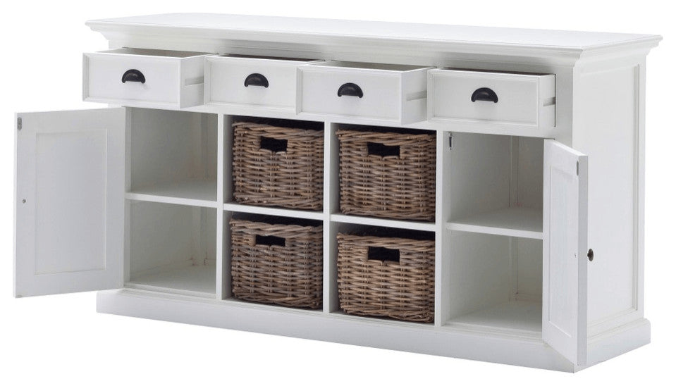 Modern Farmhouse White Buffet With Baskets