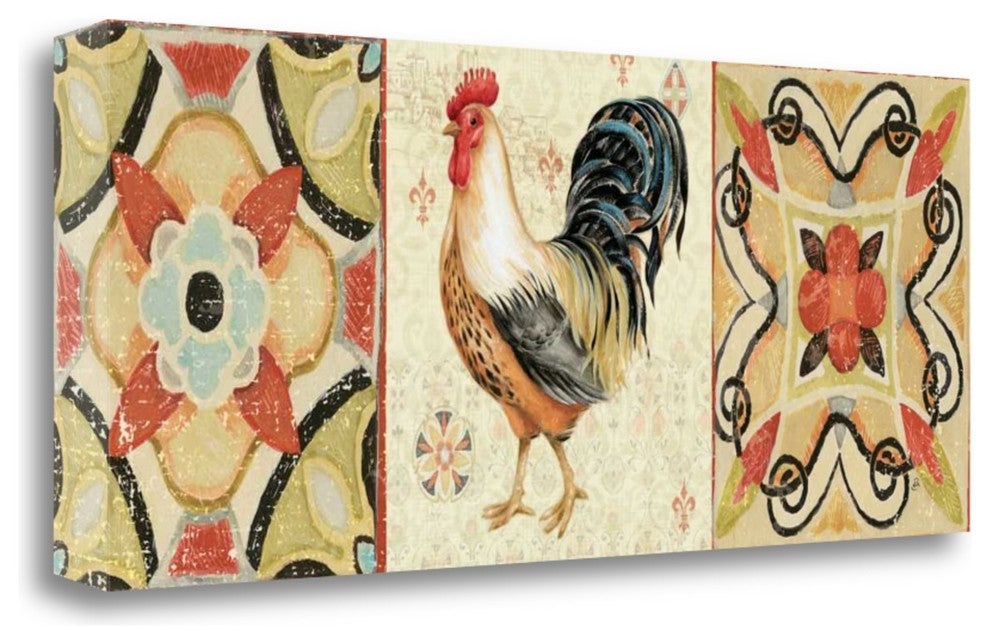 "Bohemian Rooster Panel I" By Daphne Brissonnet, Giclee on Gallery Wrap Canvas