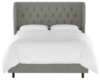 Bradwell Queen Tufted Curved Wingback Bed, Zuma Charcoal