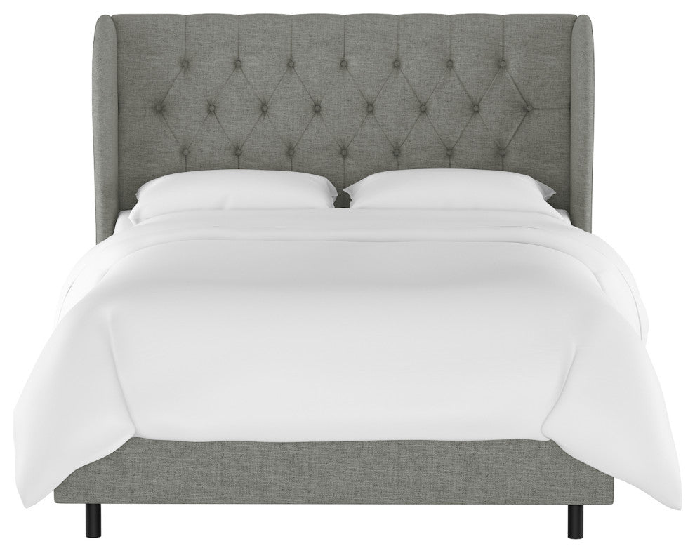 Bradwell Queen Tufted Curved Wingback Bed, Zuma Charcoal