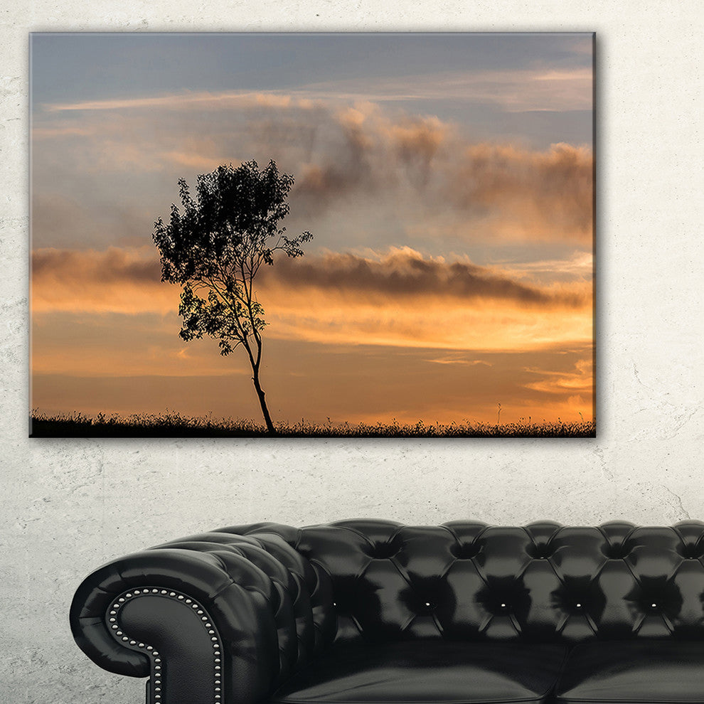 "Lonely Tree Silhouette Leftwards" Canvas Print