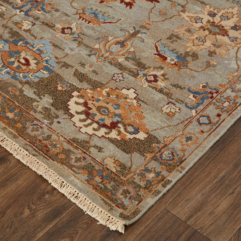 Pierson Transitional Floral & Botanical, Brown/Tan/Gray, 7'9"x9'9" Area Rug
