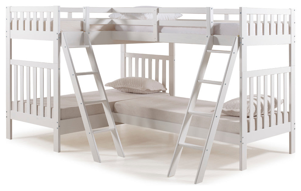 Aurora Twin Over Twin Bunk Bed with Quad Bunk Extension