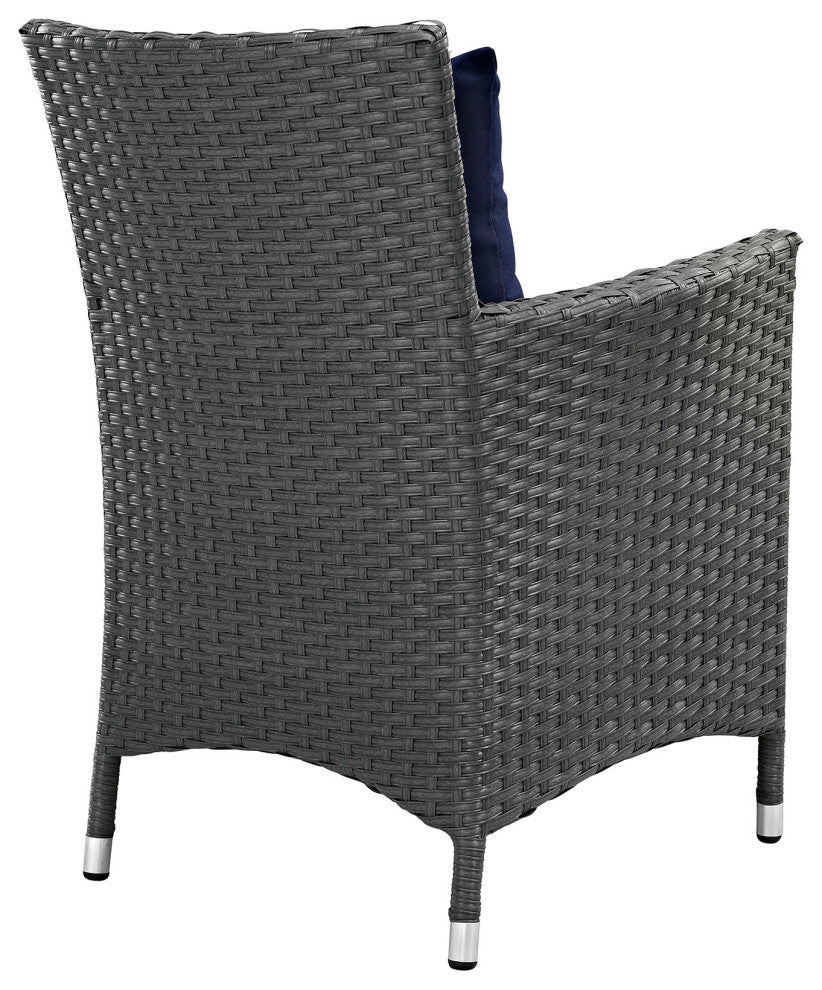 Modway Sojourn 11 Piece Outdoor Patio Sunbrella Dining Set, Canvas Navy