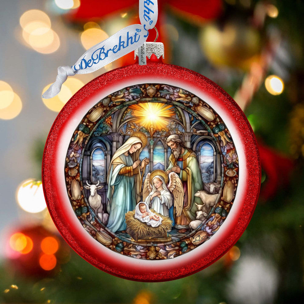 A Guiding Light Nativity Scene Ball Glass Ornament