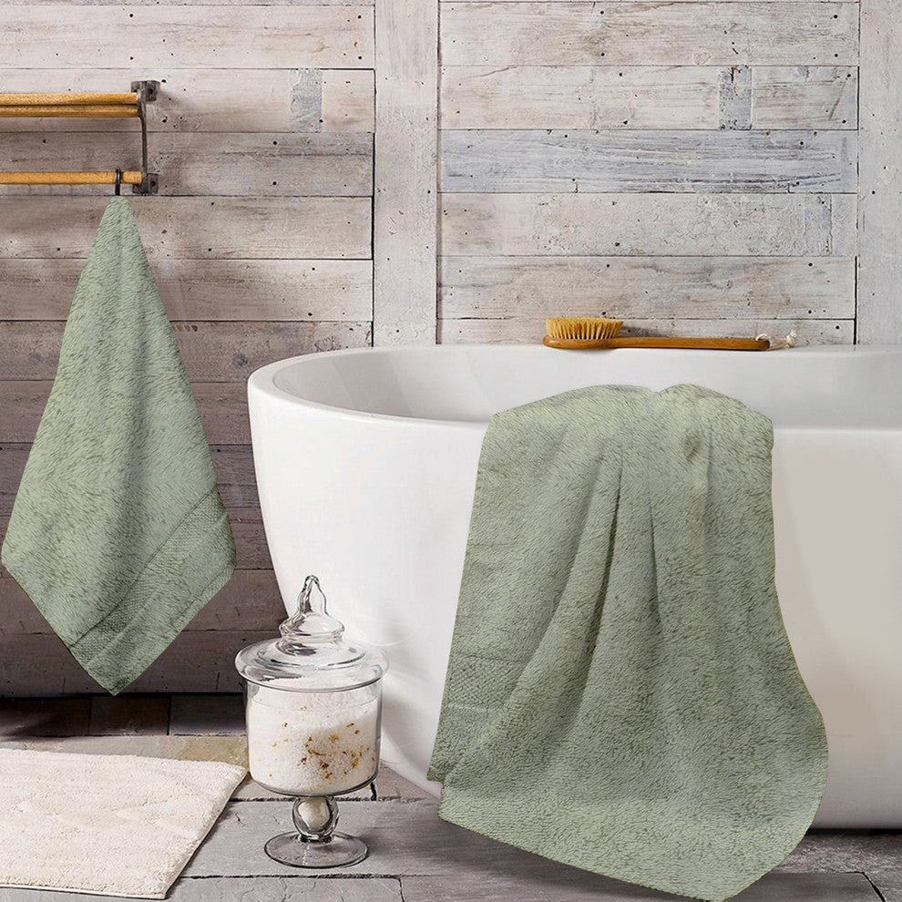 Organic Cotton 650 GSM Plush Feather Touch Quick Dry Bath Sheet, Green Tint, Pack of 4