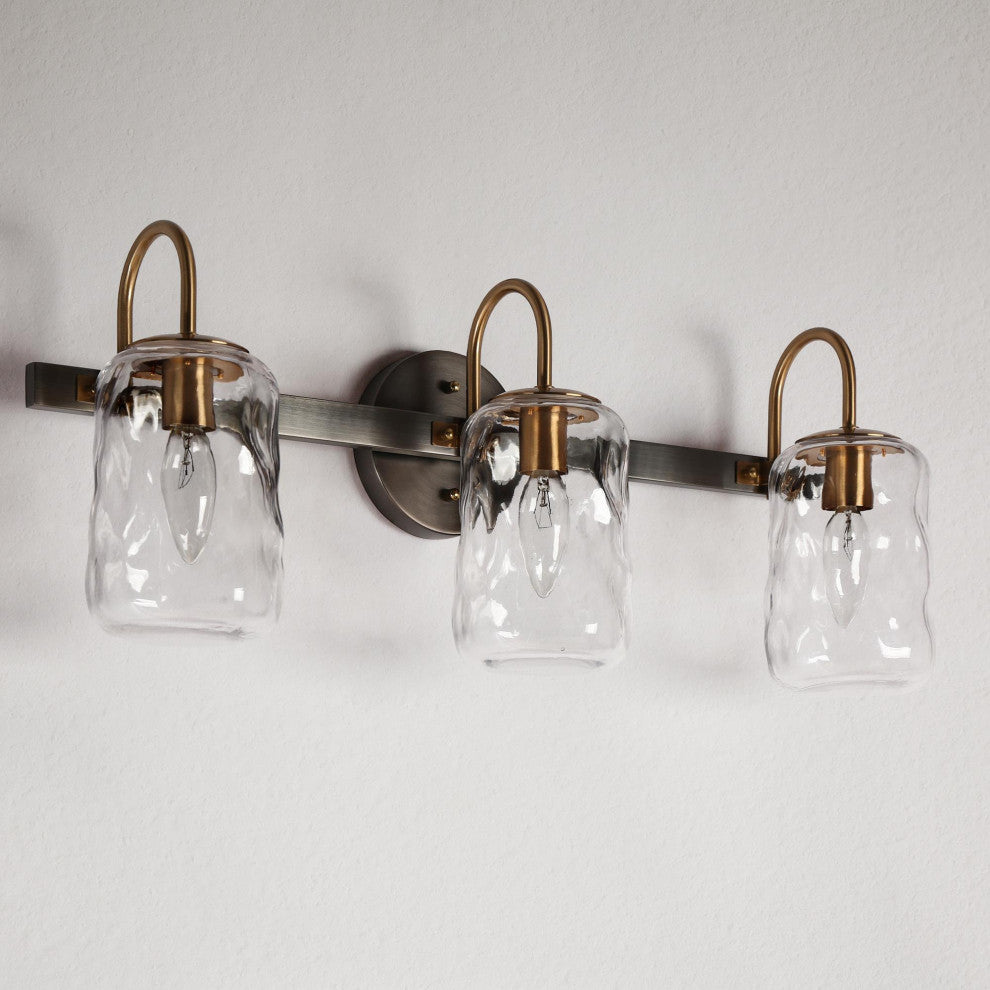 LNC Matte Black and Polished Gold Mason Jar Modern Wall Sconces, 3 Lights