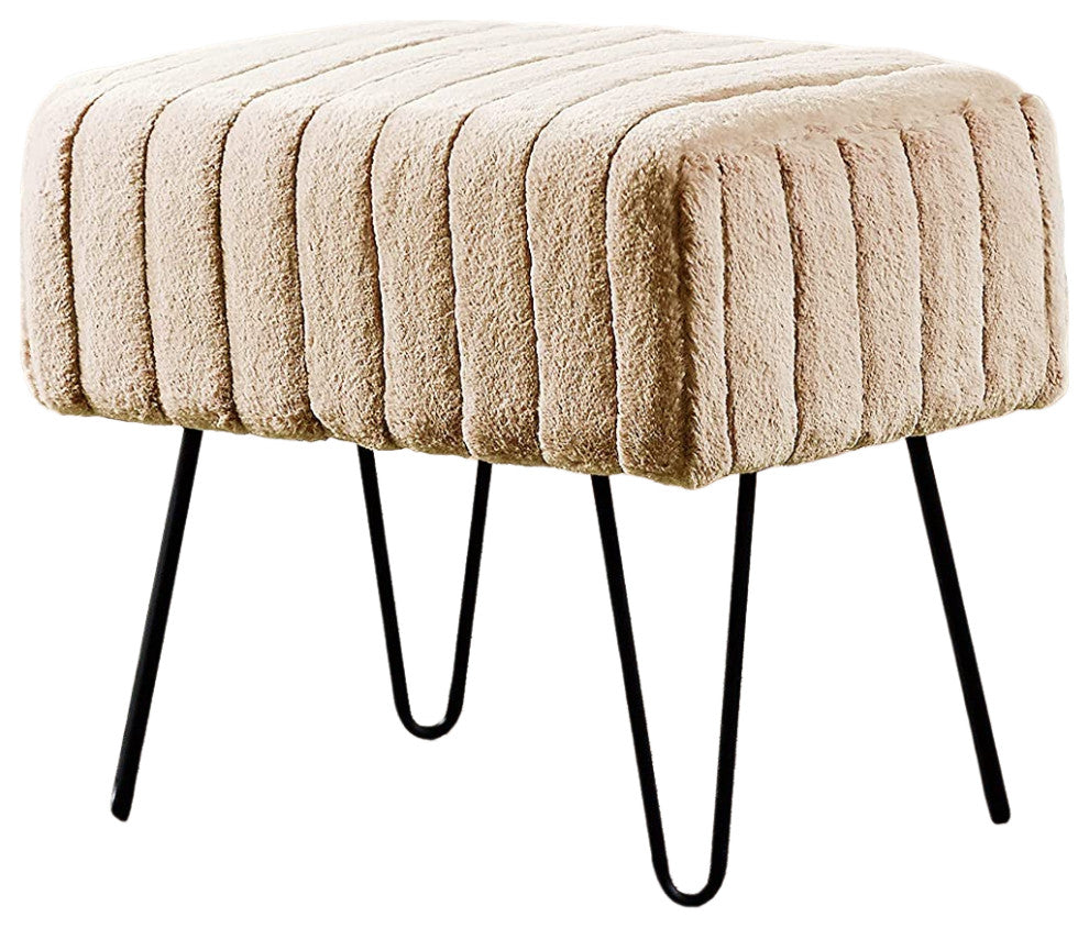 Serenta Super Mink Ottoman, Bleached Sand, 19''x13''x17''