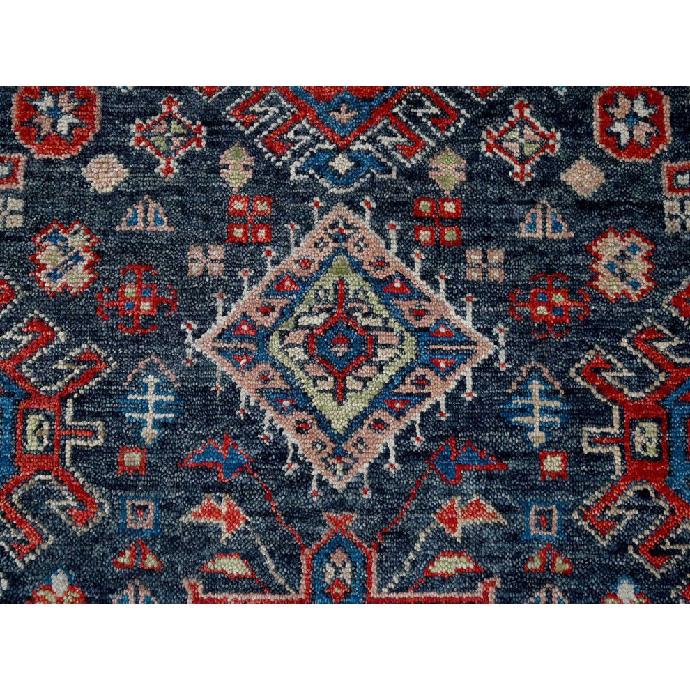 Charcoal Black Supple Pure Wool Hand Knotted Oversize Oriental Rug 12'x18'