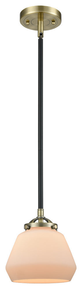 Fulton 1-Light Mini Pendant, Black Antique Brass, Matte White