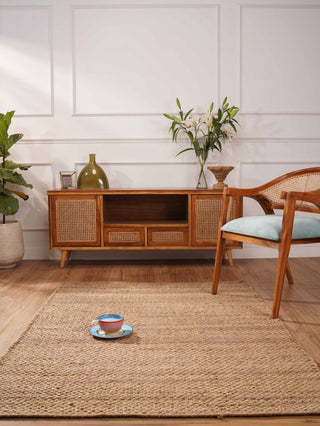 Hand Woven Jute Eco-friendly Area Rug Solid Camel, [Rectangle] 5'x8'