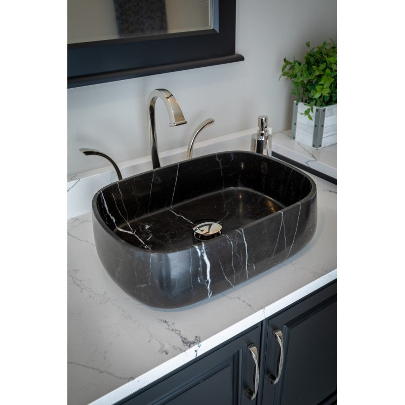Eden Bath EB_S058NM-H Rounded Rectangular Vessel Sink in Nero Marquino Marble