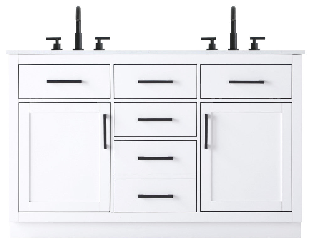 Home Living 54" Double Bathroom Vanity, White