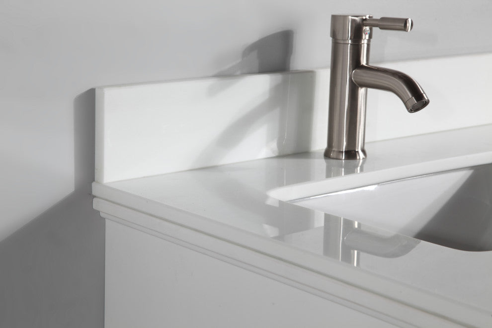 Vanity Art Vanity Set With White Stone Top, 60", White, Standard Mirror
