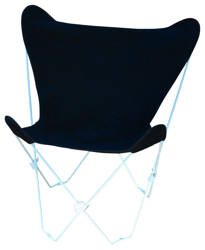 Butterfly Chair and Cover Combo With White Frame, Ebony