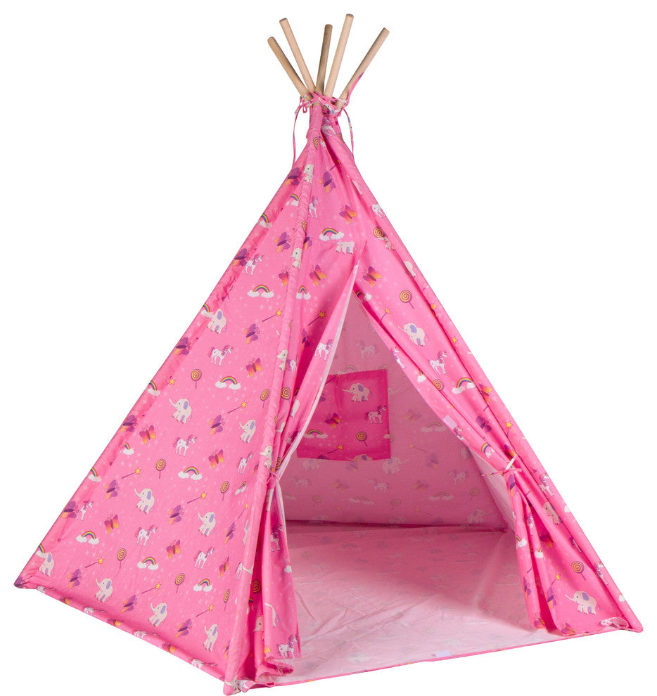 6' Canvas Teepee With Carry Case, Canvas Fabric, Princess Print