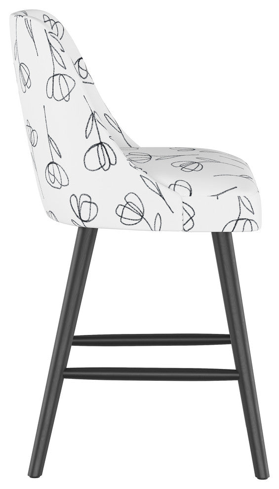 Markham Rounded Back Counter Stool, Contoured Tulips White