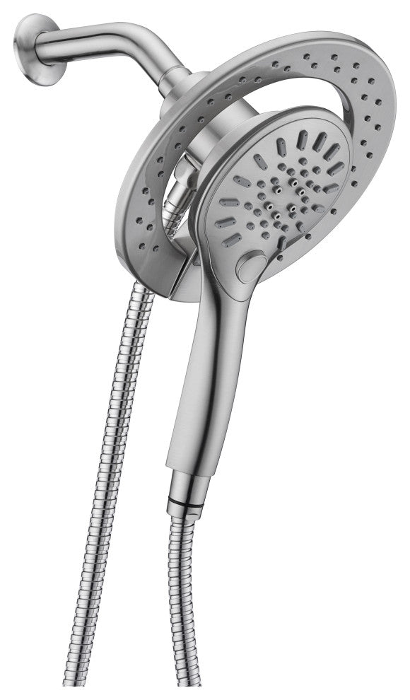 Valkrie 3-Spray Dual Wall Mount Fixed and Handheld Shower Head, Brushed Nickel