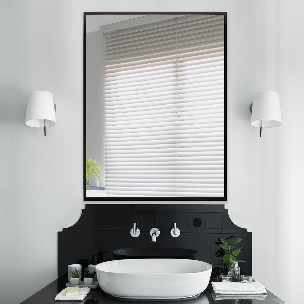 Black Aluminum Narrow Framed Mirror, 36x48