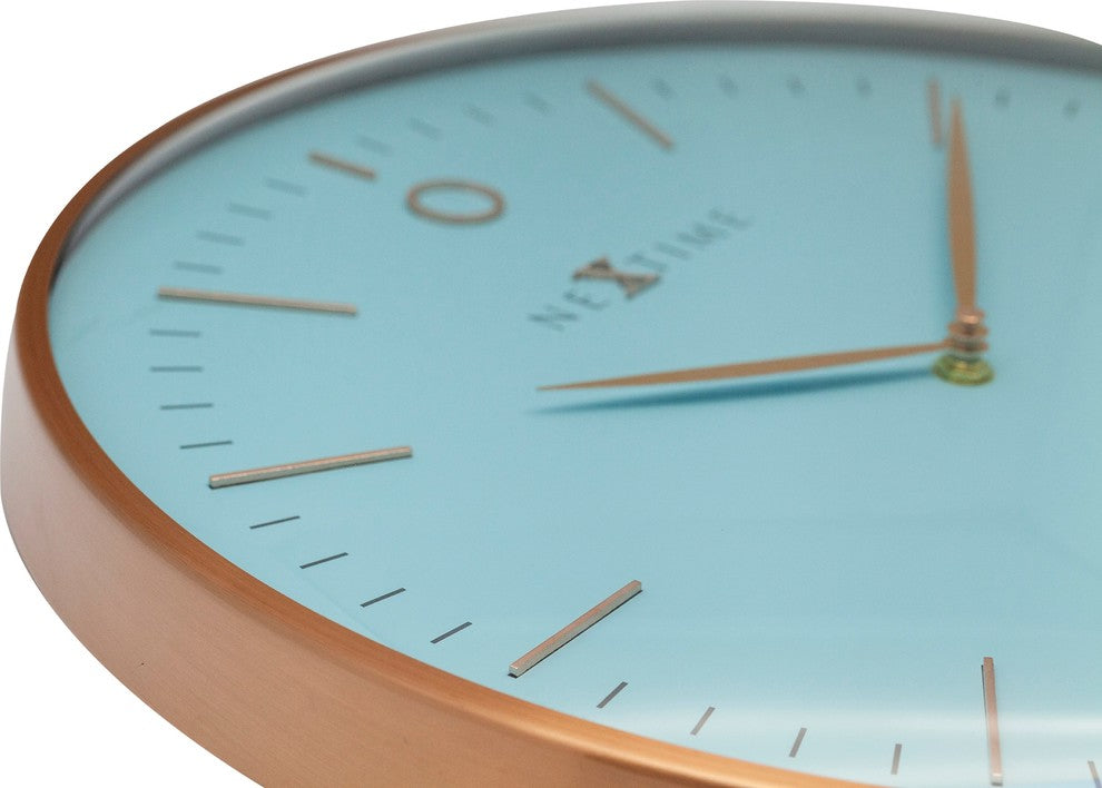 Glamour Metal Dome Wall Clock, Turquoise/Rose Gold
