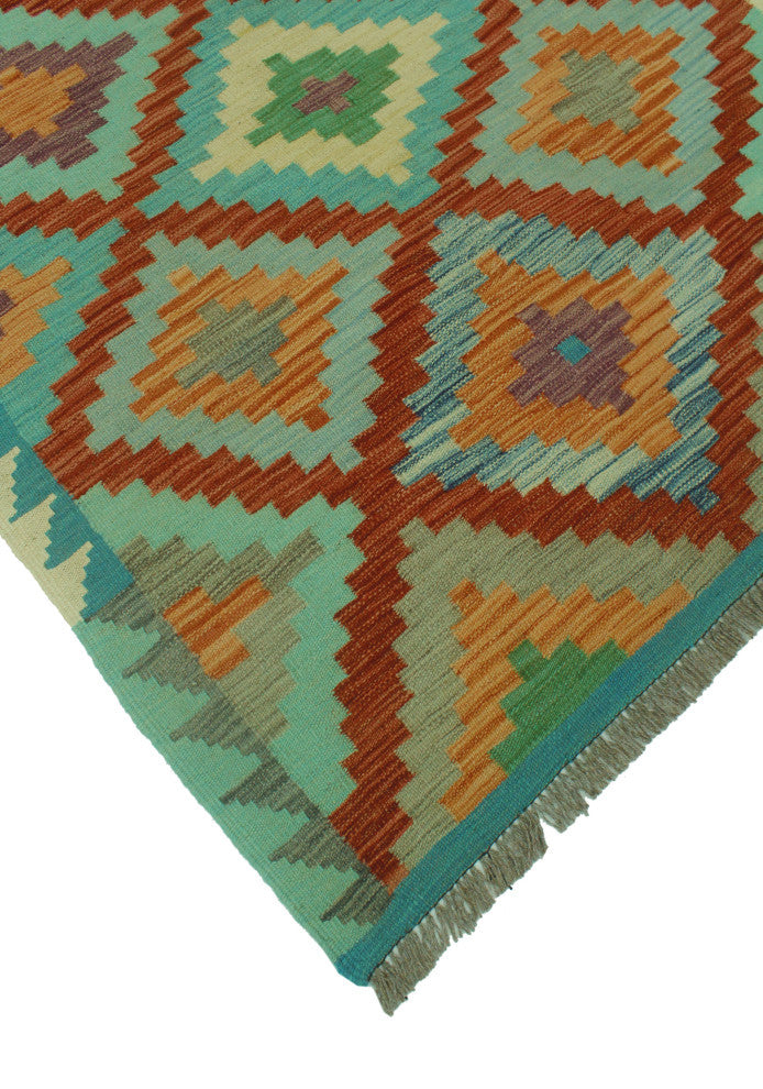 Sangat Kilim Hestia Blue/Orange Rug, 3'10x6'1