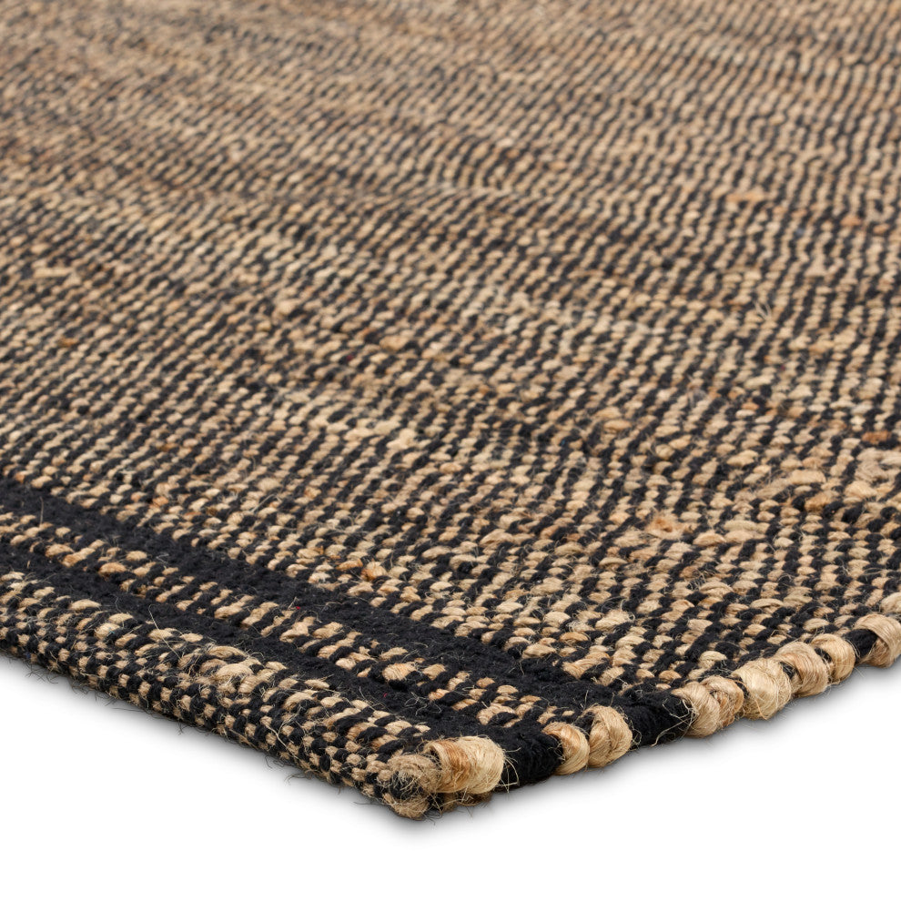Jaipur Living Solous KET01 Handmade Solid Tan and Black Area Rug, 2'x3'