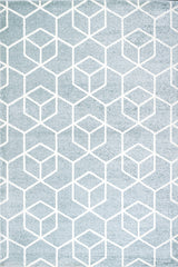 Tumbling Blocks Modern Geometric Light Blue/White 8'x10' Area Rug