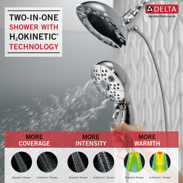 Delta H2Okinetic In2ition 5-Setting 2-in-One Shower, Stainless, 58480-SS-PK