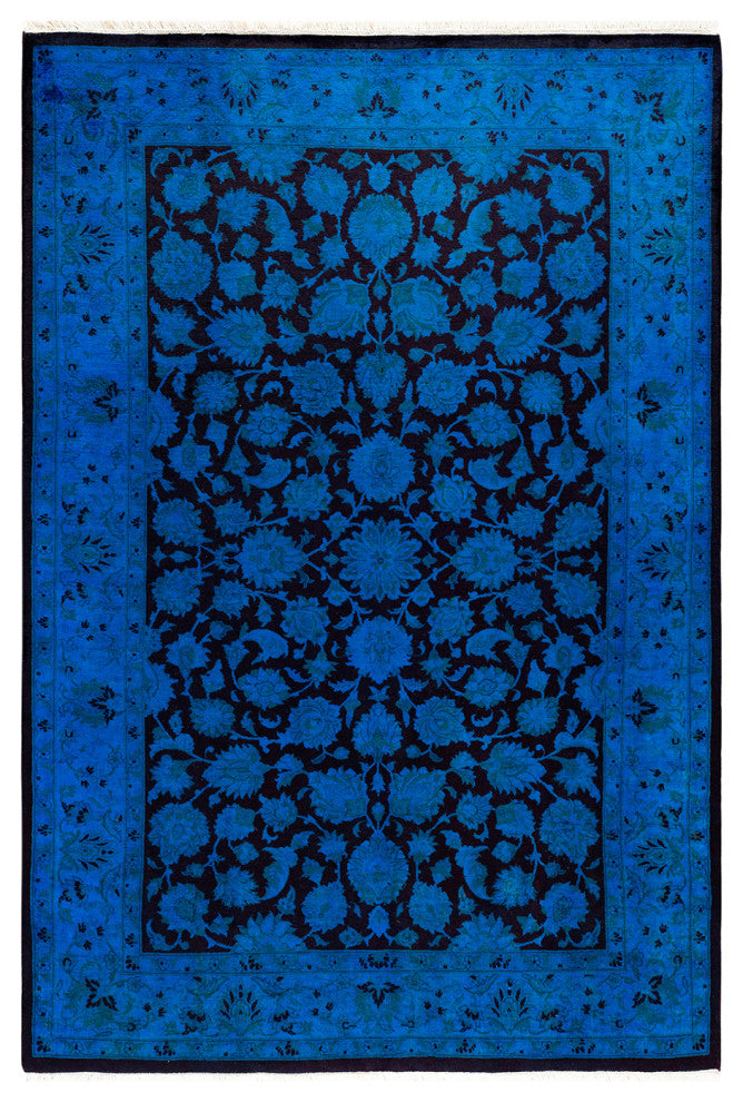 Fine Vibrance, One-of-a-Kind Hand-Knotted Area Rug Blue, 4' 3" x 6' 3"