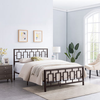 GDF Studio Dawn Modern Queen Low-Profile Geometric Platform Bed Frame, Hammered