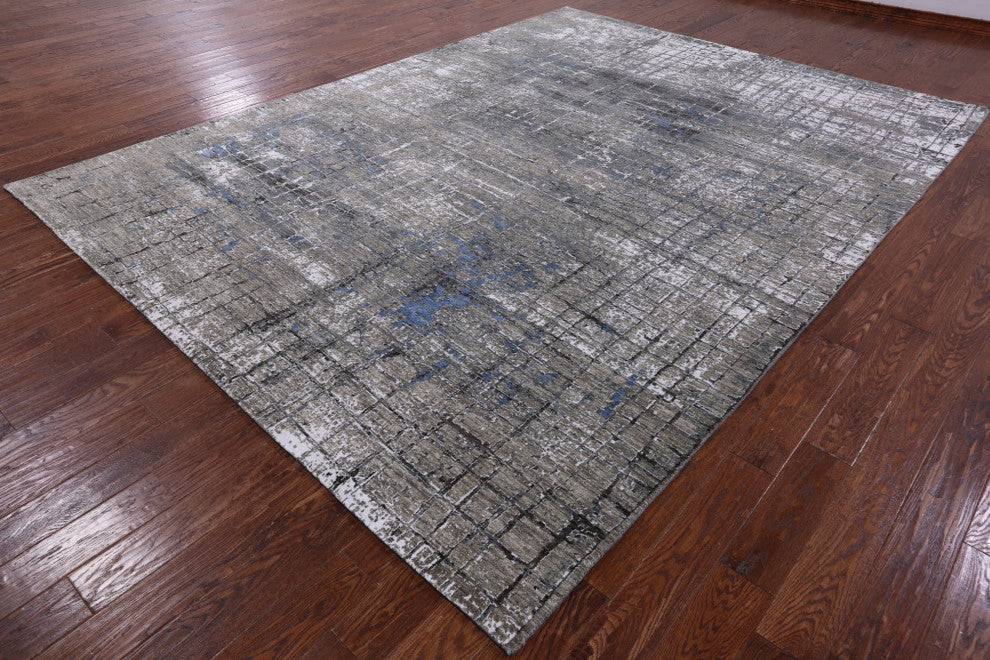 Abstract Handmade Wool and Silk Rug 8' 11" X 12' 1" Q8546