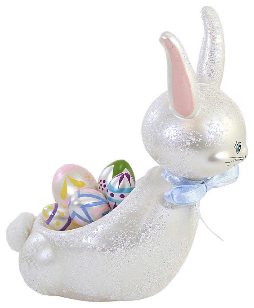 De Carlini Freestanding Bunny & Egg Basket Easter Decorate Display Rabbit A1831
