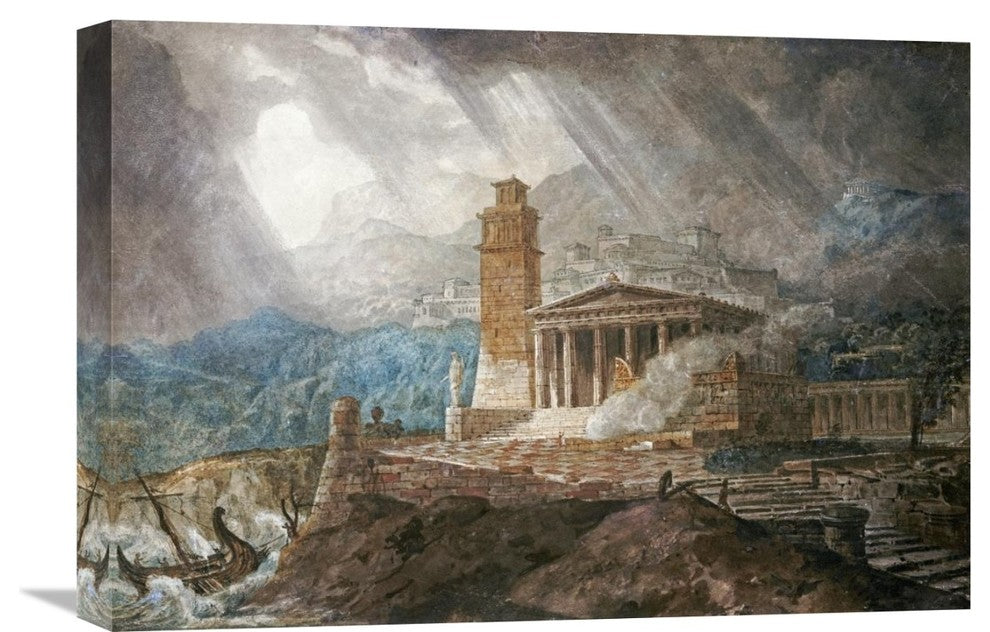 "A Capriccio of a Roman Port During a Storm" Artwork, 22" x 15"