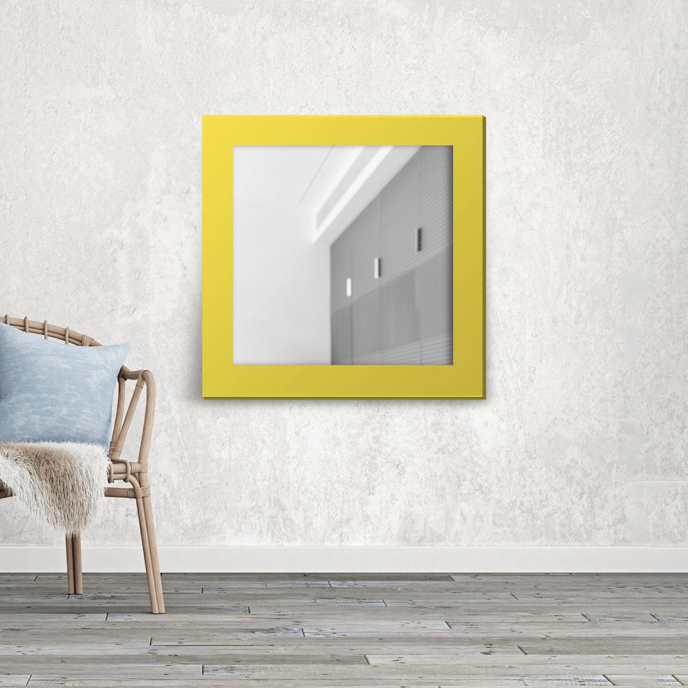 36"x36" Pop of Color Wall/Floor Mirror Art, Modern Yellow