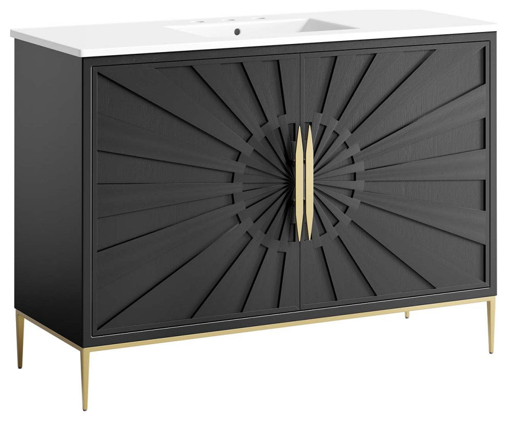 Awaken 48" Bathroom Vanity, White Black
