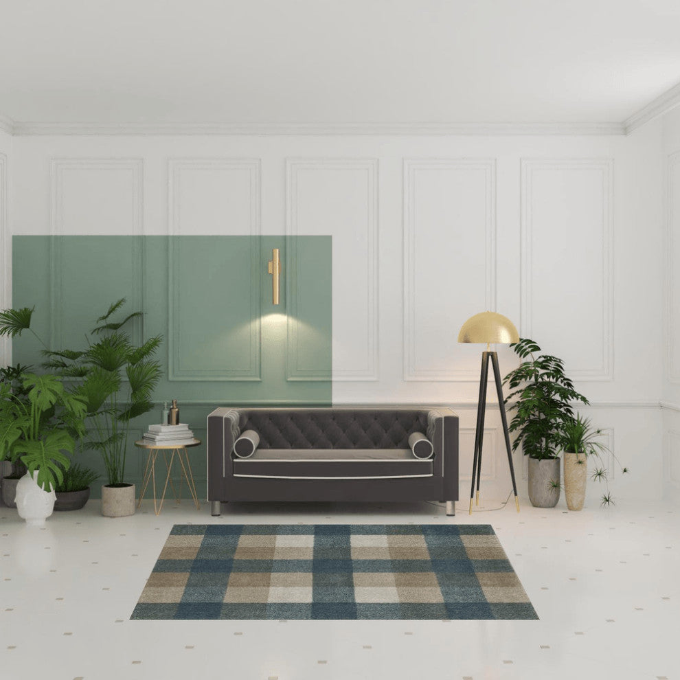 5' X 8' Tan and Gray Geometric Power Loom Area Rug