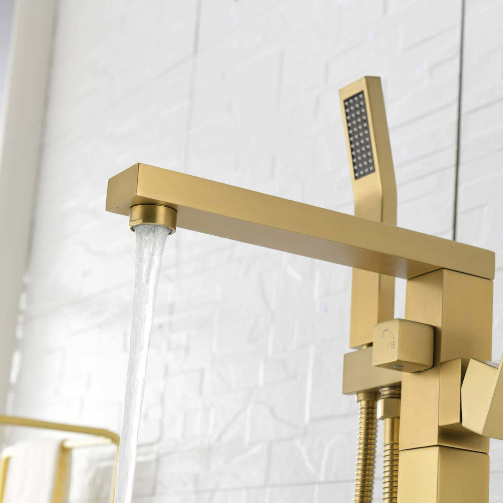 Givingtree Single Handle Floor Mounted Freestanding Tub Filler,Brushed Nickel, G